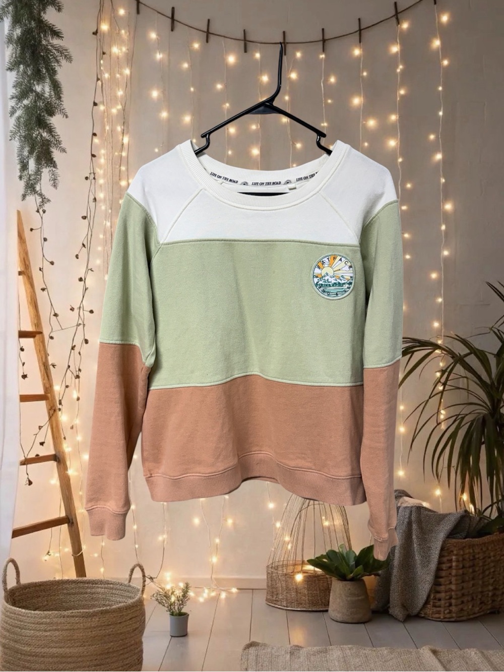 Fatface surf & sea Colorblock Crewneck Sweatshirt - White, Sage, Peach medium 8